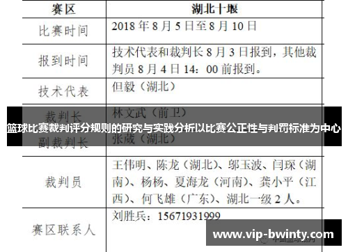 篮球比赛裁判评分规则的研究与实践分析以比赛公正性与判罚标准为中心